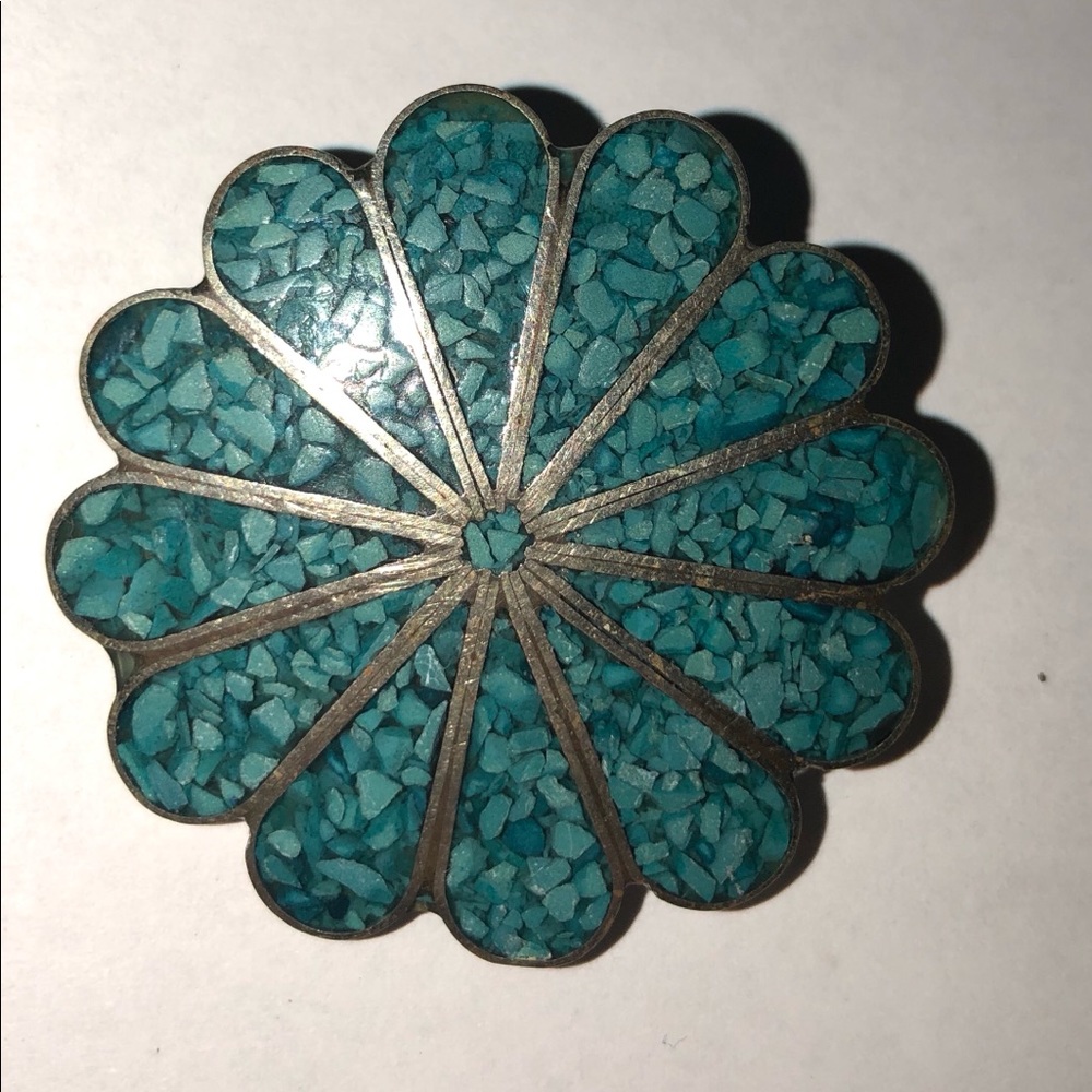Alpaca Mexico brooch pin - Turquoise